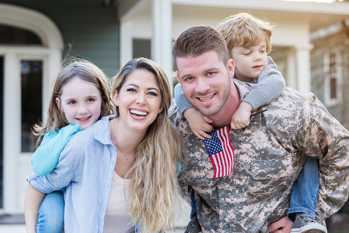 Smiling Family with Military Father